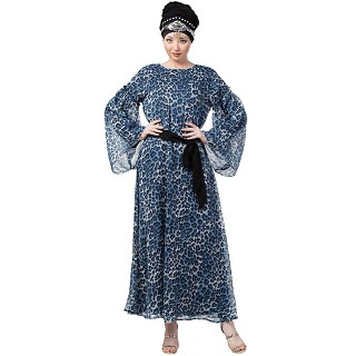 Animal printed double layered abaya